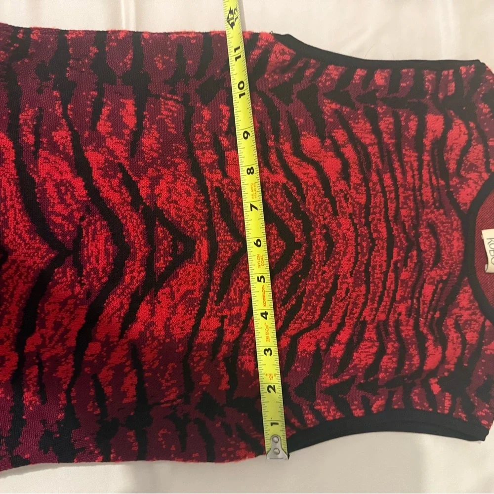 Ronny Kobo Red Black Knit Fit & Flare Dress Size S - Picture 5 of 7